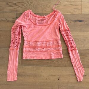 Free People Coral Long Sleeve Top